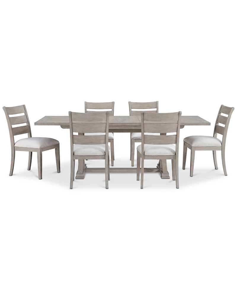 Sadie 7-Pc. Rectangular Dining Set (Table & 6 Ladder Back Chairs), Created for Macy's