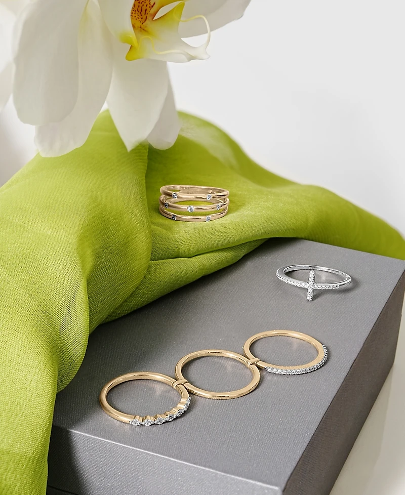 Wrapped Diamond Three Row Stack Look Ring (1/6 ct. t.w.) in 10k Gold, Created for Macy's