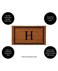 Evergreen Monogram Indoor Outdoor 100% Natural Coir Doormat 28" x 16" | Letter "H"
