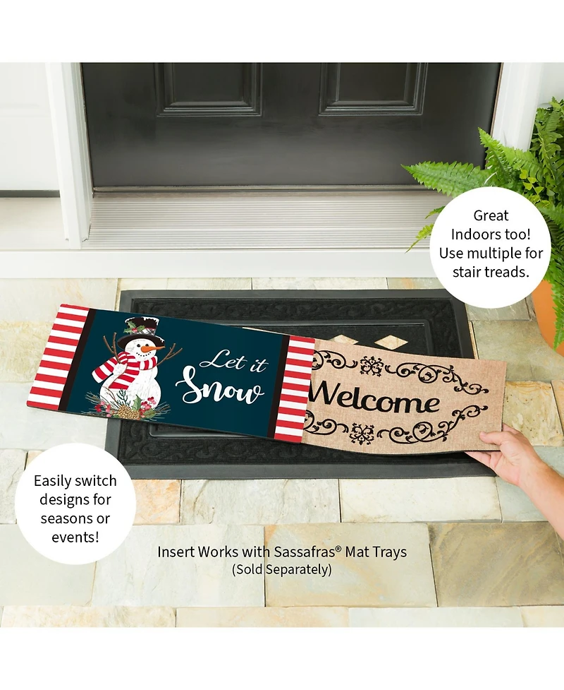 Evergreen Holly Snowman Sassafras Indoor Outdoor Switch Doormat 1'10"x10" Multicolored