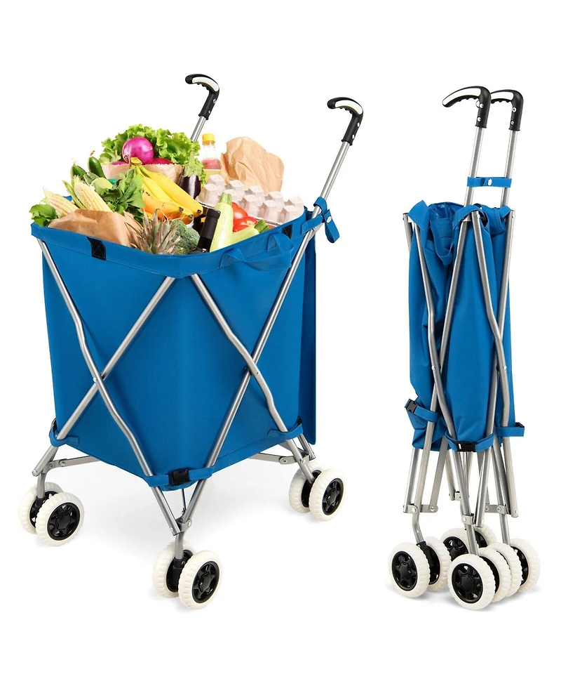 Inolait Folding Shopping Utility Cart with Water-Resistant Removable Canvas Bag