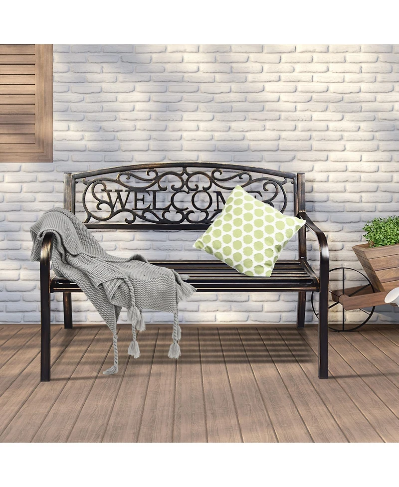 Sugift Garden Bench with Elegant Bronze Finish and Durable Metal Frame