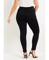 June + Vie Women's Plus Formfit Classic Ponte Pant