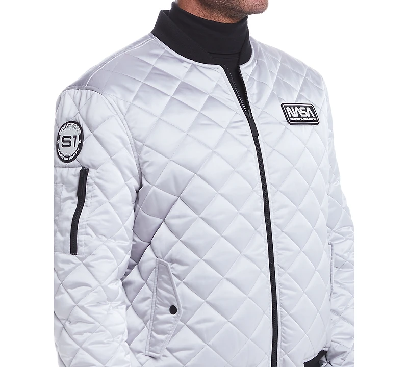 Space One Men's Nasa Reversible Quilted Bomber Jacket