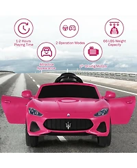 Gymax 12V Kids Ride On Car Maserati GranCabrio Licensed w/ Remote Control& Lights Pink