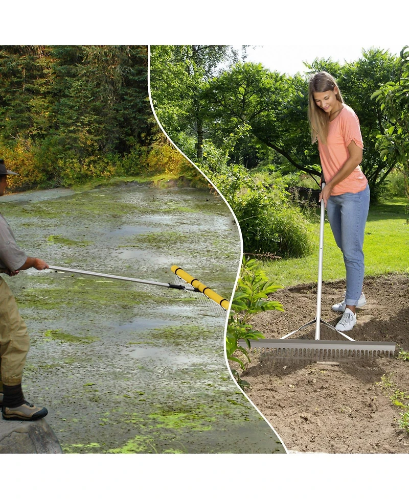 Sugift Floating Weed Lake Rake 36” Aquatic Pond Weed Cutter with Foam Floats