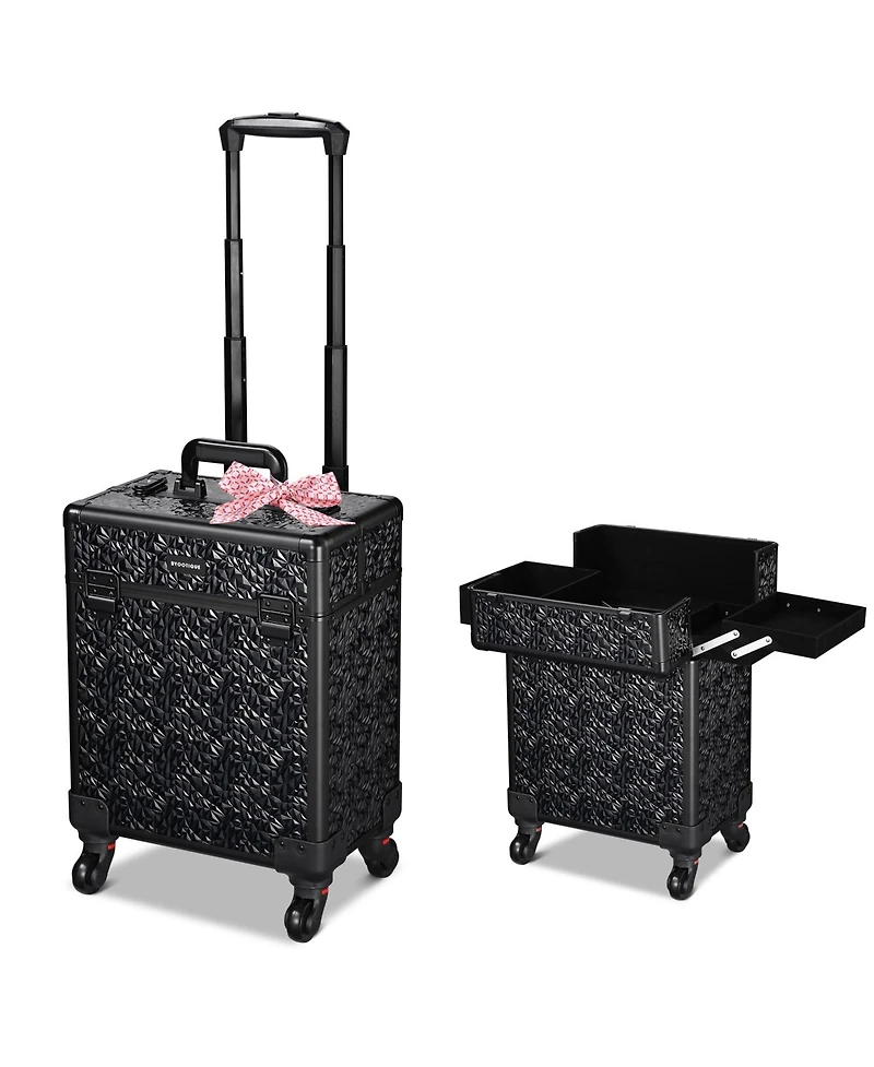 Byootique Rolling Makeup Train Case Cosmetic Trolley Organizer Mermaid Black