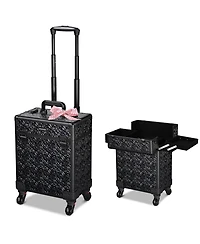 Byootique Rolling Makeup Train Case Cosmetic Trolley Organizer Mermaid Black