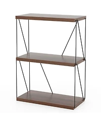 2 Pcs 3-Tier Multipurpose Display Rack Storage Shelving Unit with Metal Frame