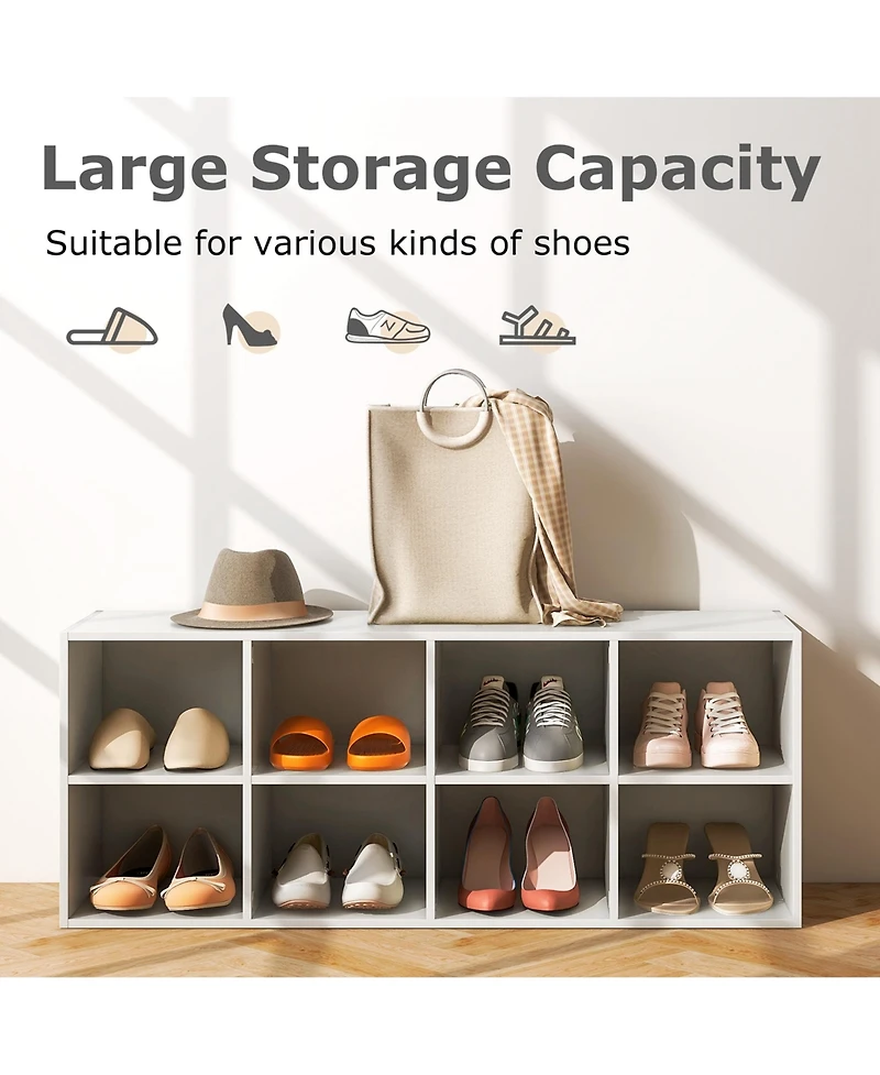 Shoe Bench 8 Cubbies Shoe Organizer with 500 Lbs Weight Capacity Cubby Shoe Rack