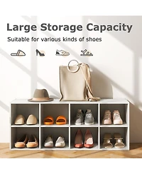 Shoe Bench 8 Cubbies Shoe Organizer with 500 Lbs Weight Capacity Cubby Shoe Rack