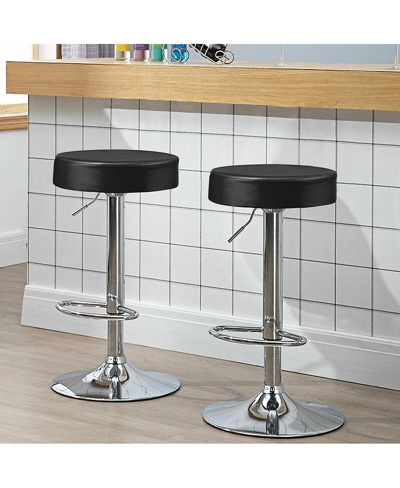 Sugift 1 Piece Round Bar Stool Adjustable Swivel Pub Chair
