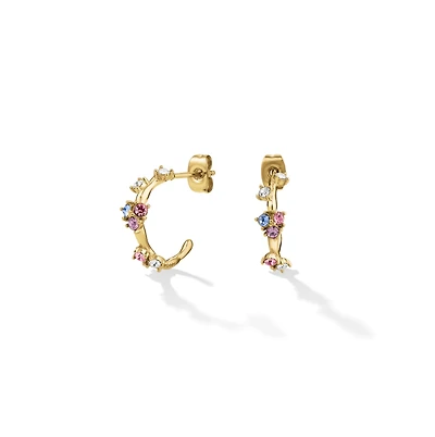Rosefield Chaton Hoops Rhodium Plated Stainless Steel