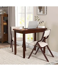 Kitchen Table Set for 2 with Expandable Dining Upholstered Folding Chairs