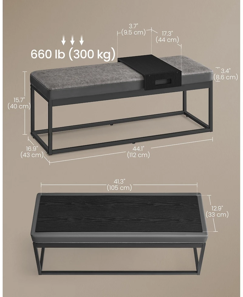 Slickblue Ottoman Bench with Small Shelf