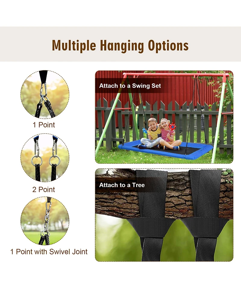 Costway 700lb Giant 60'' Platform Tree Swing Outdoor w/ 2 Hanging Straps