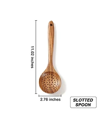 Sugift 9-Piece Natural Teak Wooden Kitchen Utensils Set