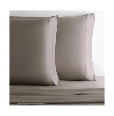 Cariloha Retreat 2-Piece Sateen Pillowcase Set | Coastal Gray |Standard | Lyocell Material | Breathable, Corner Straps, Extra soft & Cooling