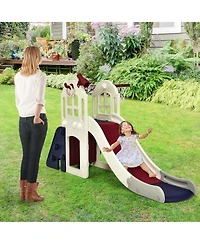 Inolait 6-in-1 Toddler Climber Slide Playset with Basketball Hoop