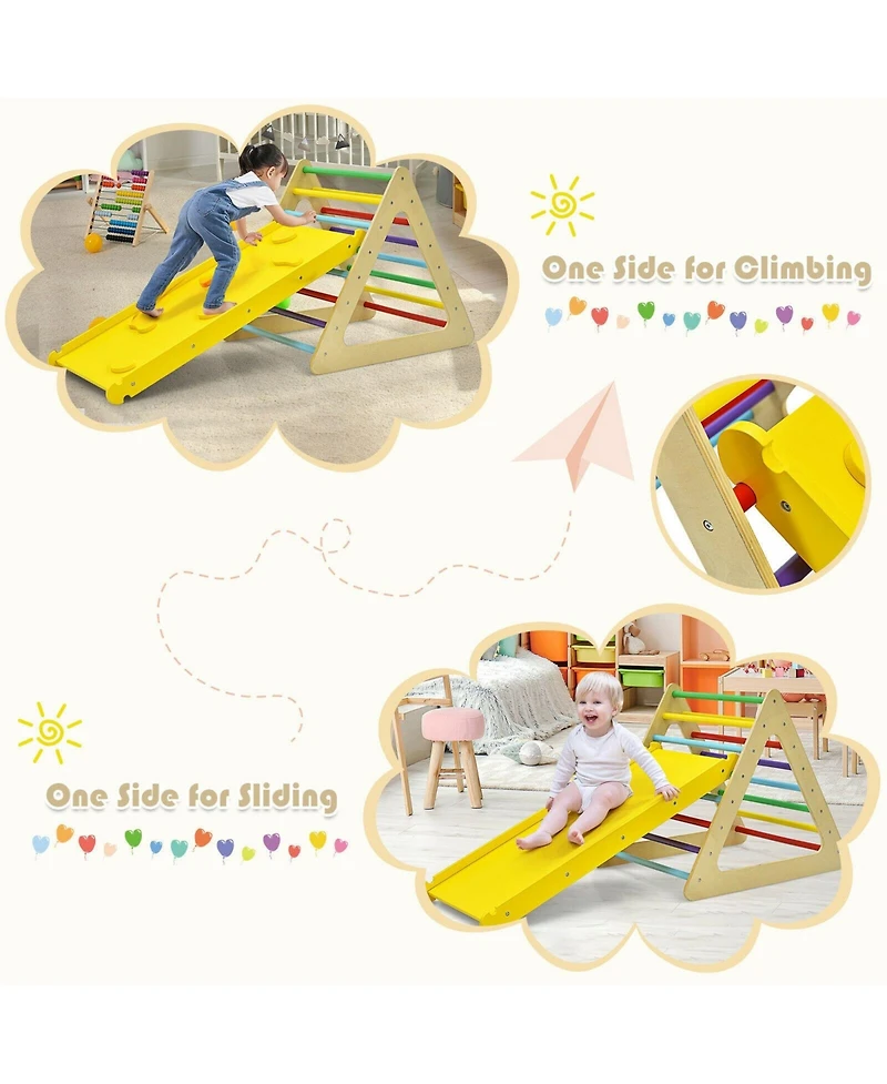 Inolait 3 in 1 Wooden Set of 2 Triangle Climber with Ramp for Slid