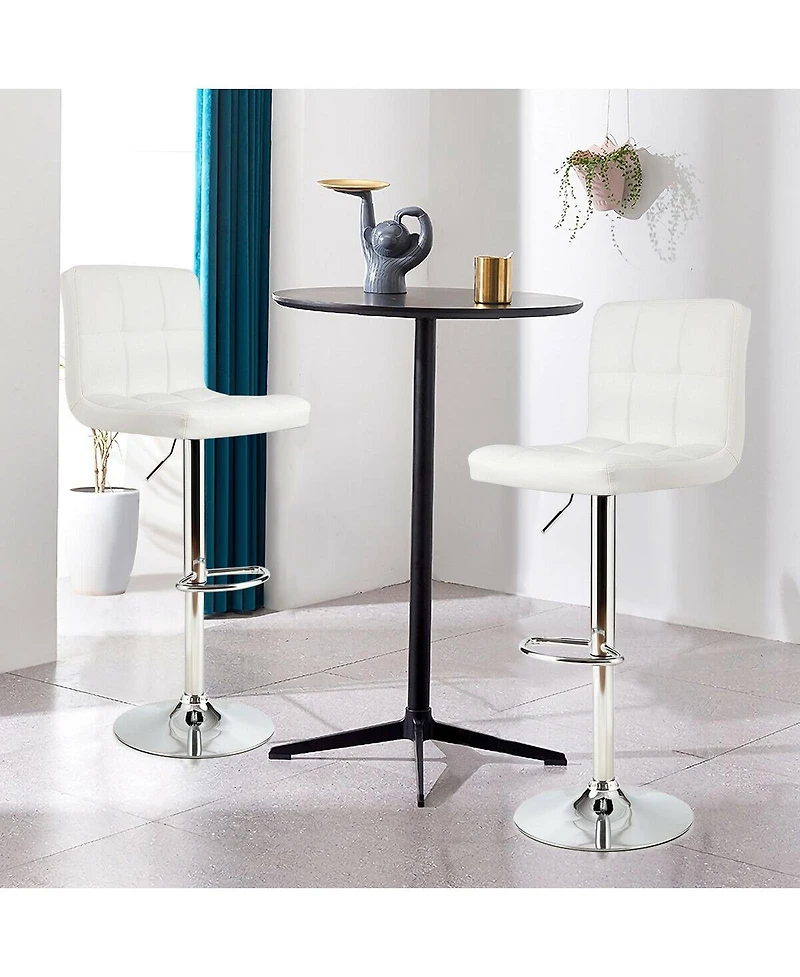 Sugift Set of 2 Square Swivel Adjustable Bar Stools with Back and Footrest