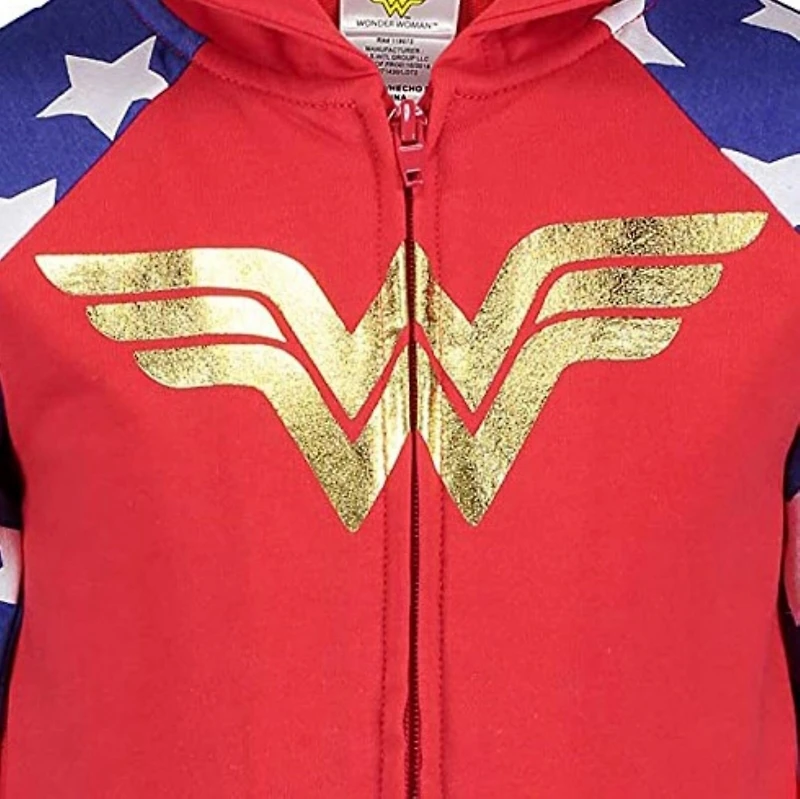 Justice League Toddler Girls Wonder Woman French Terry Zip Up Costume Hoodie