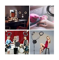 Yescom 7" Dual Led Ring Light Dimmable with Stand Phone Holder for Makeup Selfie Vlog