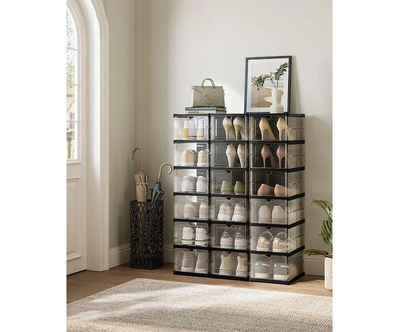 Slickblue Transparent Stackable Shoe Boxes for Clear and Organized Footwear Storage