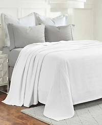Superior Clara Cotton Textured Striped Lightweight Woven Blanket, California King
