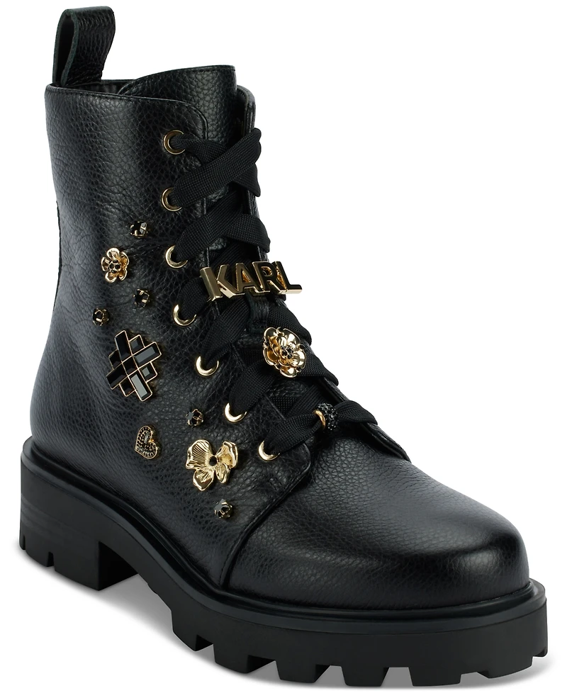Karl Lagerfeld Paris Women's Makenzie Combat Booties