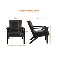 Yaheetech Faux Leather Armchair with Z-shaped Wood Legs Dark Brown