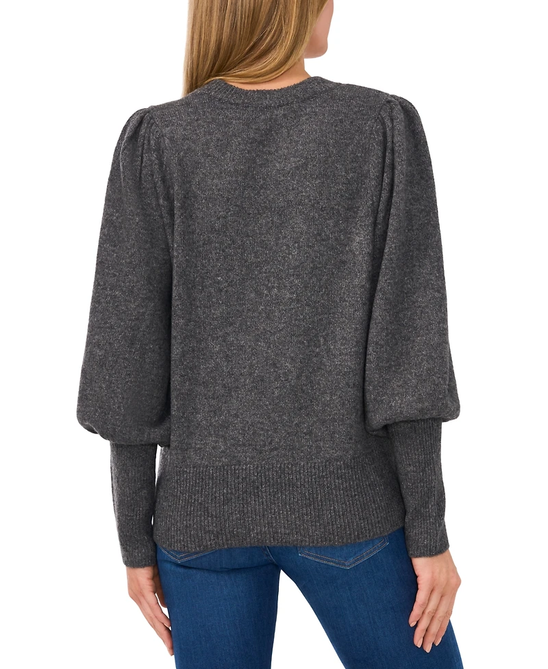 CeCe Women's Rhinestone Bow Crew Neck Sweater