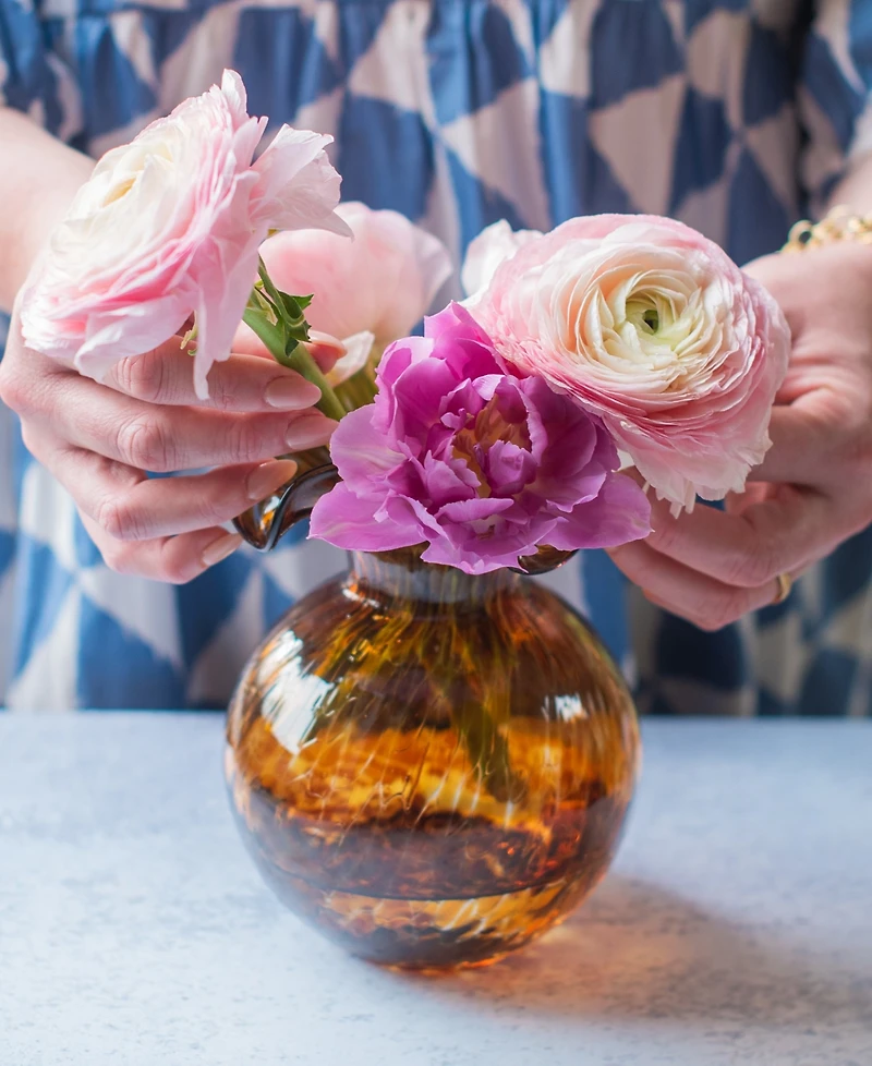 Vietri Hibiscus Glass Tortoiseshell Bud Vase