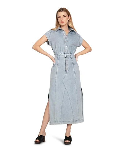 Belle & Bloom Sundown Denim Midi Shirt Dress