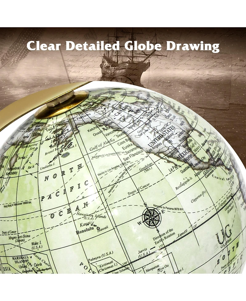 Sugift Educational Geographic 10 Inch World Globe with Triangle Metal Stand