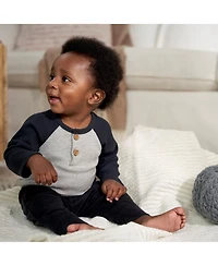 Gerber Baby Boys Long Sleeve Henley Style Onesies Bodysuits, 2-pack