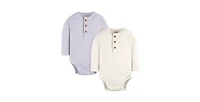 Gerber Baby Boys Long Sleeve Henley Style Onesies Bodysuits, 2-pack