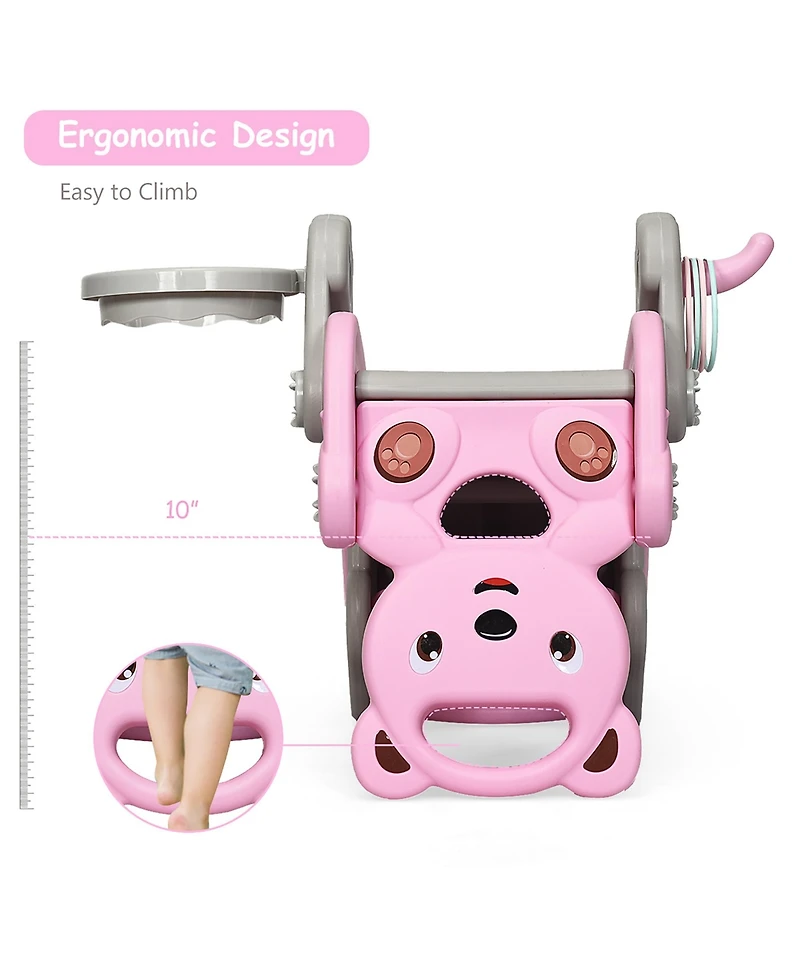 Baby Rocking Horse Slide Set 4-in-1 Kids Swing Toys w/Basketball Hoop Ferrule