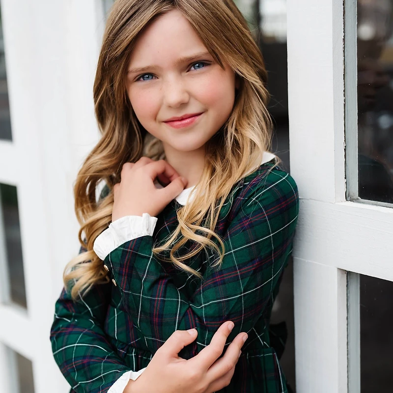 Hope & Henry Toddler Girls Organic Long Sleeve Peter Pan Collar Ruffle Cuff Party Dress