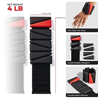 Sunny Health & Fitness 4 Lb Wearable Arm Weights, Set of 2 (2 Lb Each), Adjustable Silicone Ankle Weights
