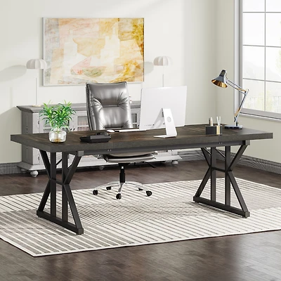Tribesigns 6FT Conference Table, 70.86 L x 31.49 W 29.52 H Inches Rectangle Meeting Room Rustic Wood Seminar Table Executive Desk for Office,