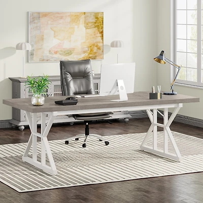 Tribesigns 6FT Conference Table, 70.86 L x 31.49 W 29.52 H Inches Rectangle Meeting Room Rustic Wood Seminar Table Executive Desk