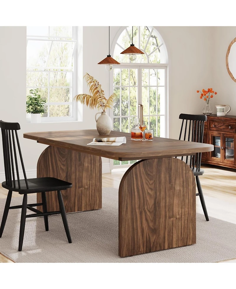 Tribesigns 63-Inch Rectangular Dining Table for 4 Person, Farmhouse Kitchen Dinner Table with Wood Laminated Board Tabletop