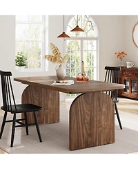 Tribesigns 63-Inch Rectangular Dining Table for 4 Person, Farmhouse Kitchen Dinner Table with Wood Laminated Board Tabletop