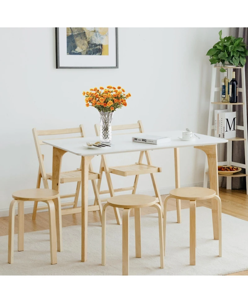 Sugift 18 Inch Stackable Bentwood Dining Chairs with Round Top - Set of 4