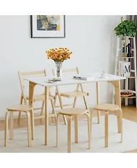 Sugift 18 Inch Stackable Bentwood Dining Chairs with Round Top - Set of 4
