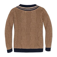 Hope & Henry Baby Boys Long Sleeve V-Neck Intarsia Cricket Sweater
