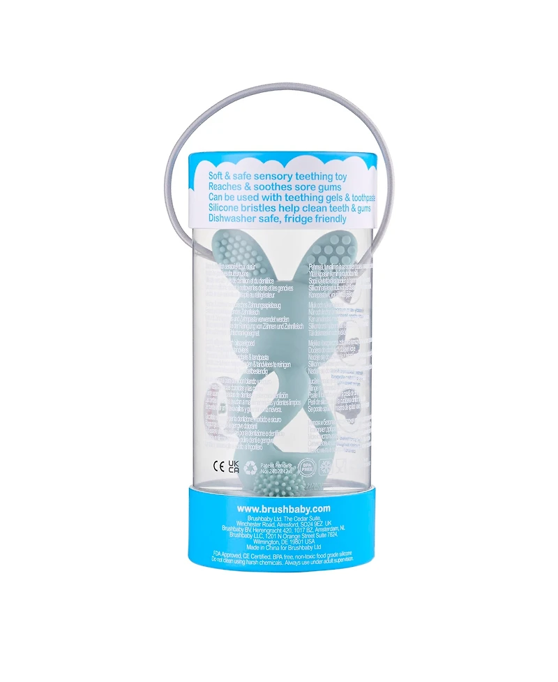 Brush-Baby Bobbie Bunny Baby Teether Toy Eucalyptus Green | Twist & Bounce Teething Toy