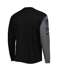 Nike Men's Black Brooklyn Nets Courtside Versus Flight MAX90 Long Sleeve T-Shirt