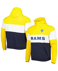 New Era Men's Navy/Gold Los Angeles Rams Colorblock Throwback Pullover Hoodie